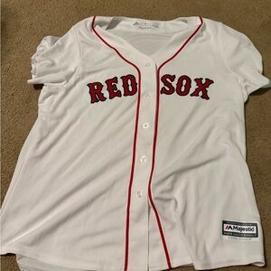 Majestic Red Sox White and Red Baseball Jersey